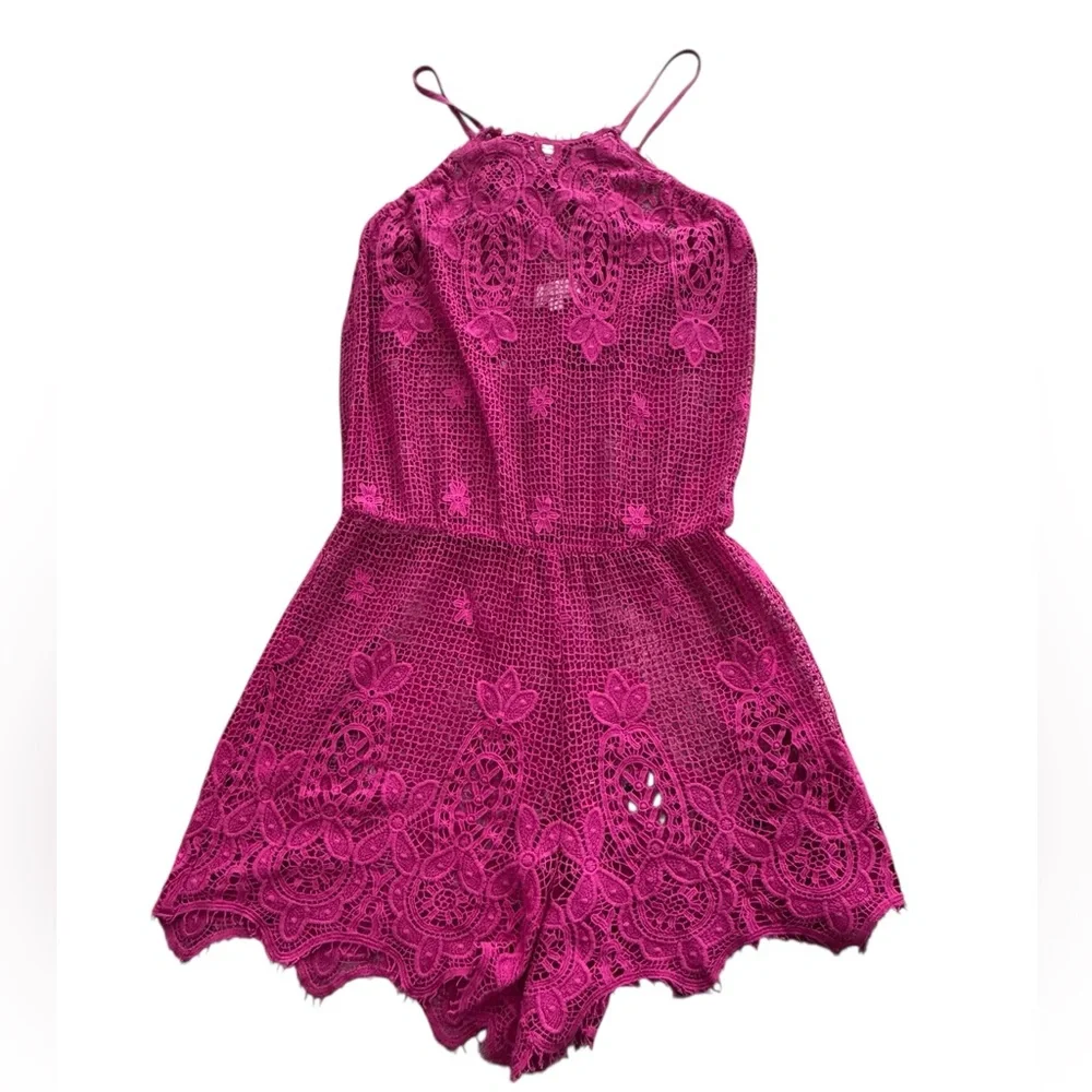 MIGUELINA***Pink Guipure Lace Romper Coverup***Small $589 - Picture 3 of 5